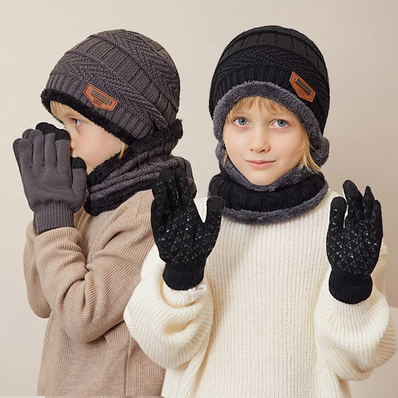 Conjunto de gorro, guantes y bufanda de punto infantil cálido - imagen 5