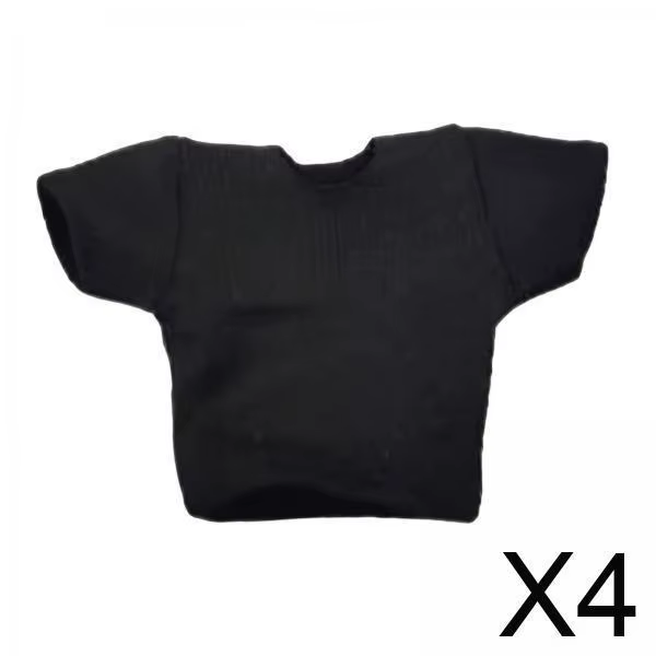 Camisa negra corta para figuras de acción 1/18 estilo hip hop