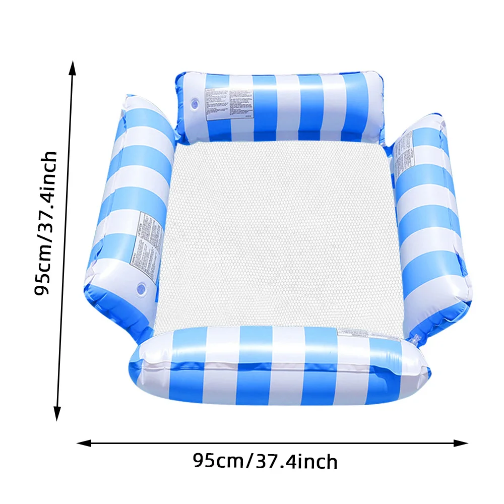 Hamaca flotante inflable con rayas diagonales vista superior
