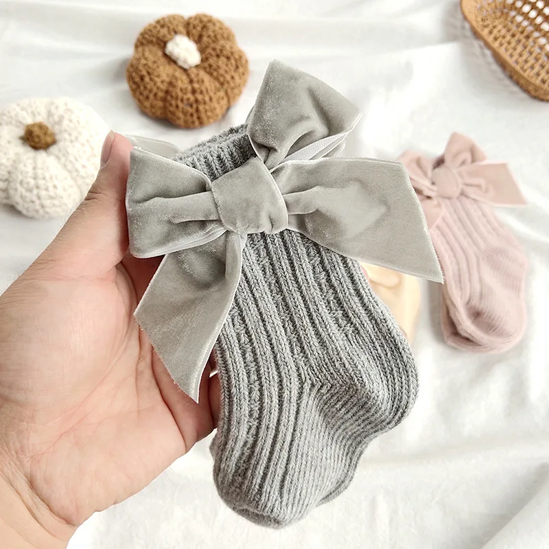 Calcetines de algodón grueso con lazo para bebé otoño - imagen 4