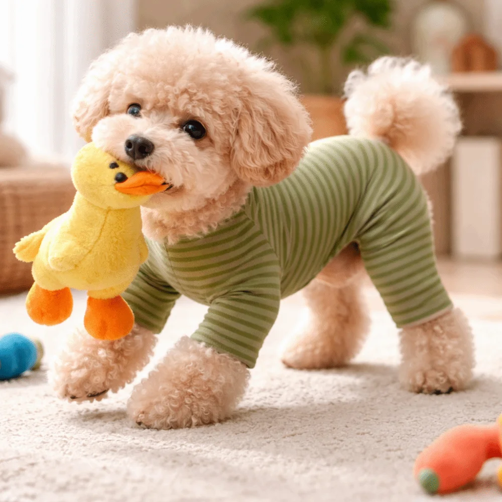 Pijama de rayas suave para perros y gatos, cómodo y cálido - imagen 2