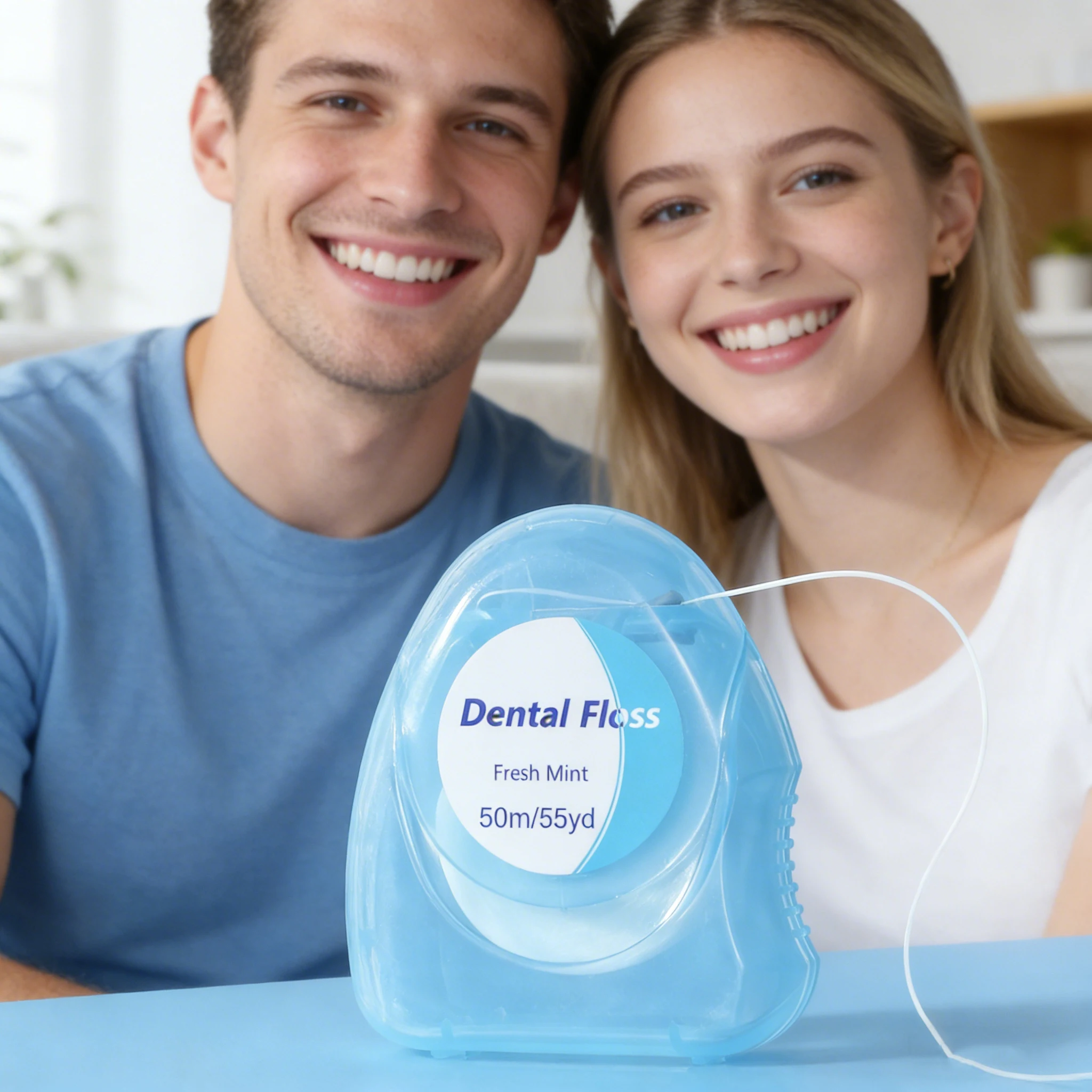 Hilo dental de menta para dentadura postiza, cuidado bucal - imagen 2