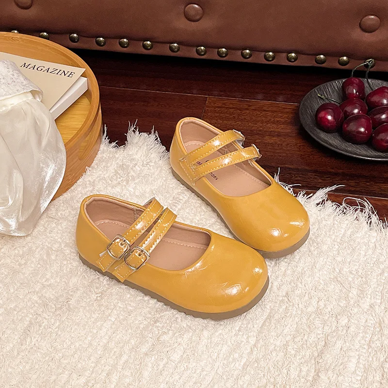 Zapatos de piel Mary Jane para niñas estilo princesa retro