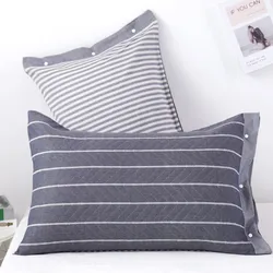Funda de almohada de gasa algodón transpirable con rayas