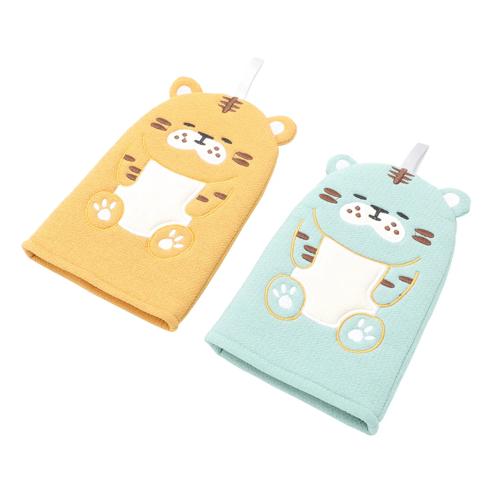 Guantes de baño infantiles en algodón suave con estampado tigre - imagen 2