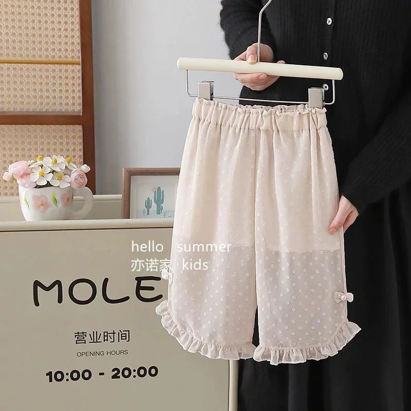 Pantalones antimosquitos de gasa con lunares para bebé niña - imagen 3