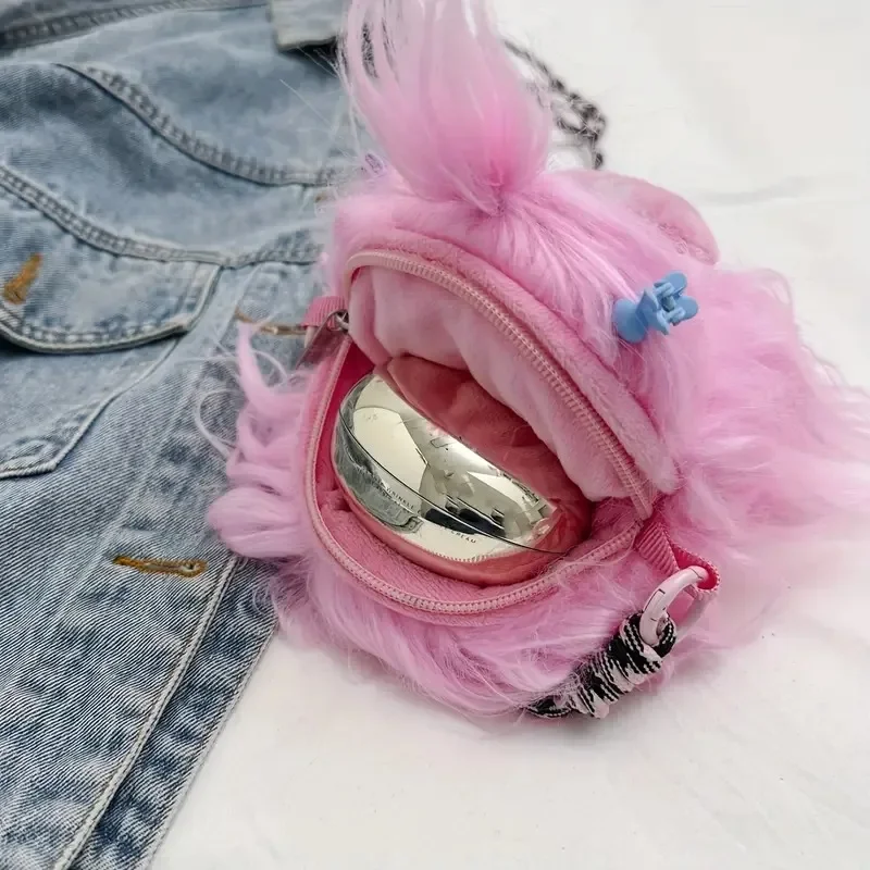 Bolso de peluche cruzado muñeca monstruo para niñas - imagen 3
