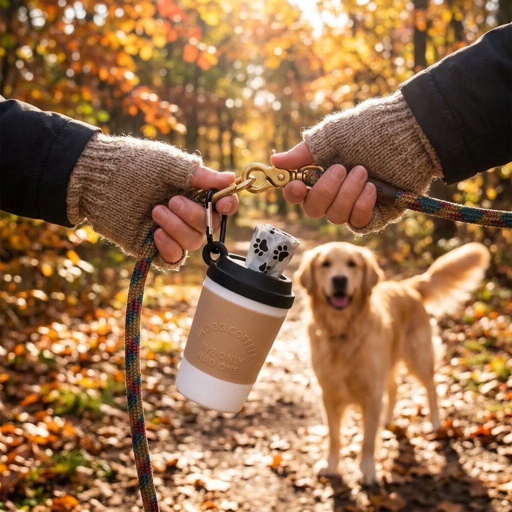 Dispensador de bolsas para perro tipo taza de café con mosquetón - imagen 5