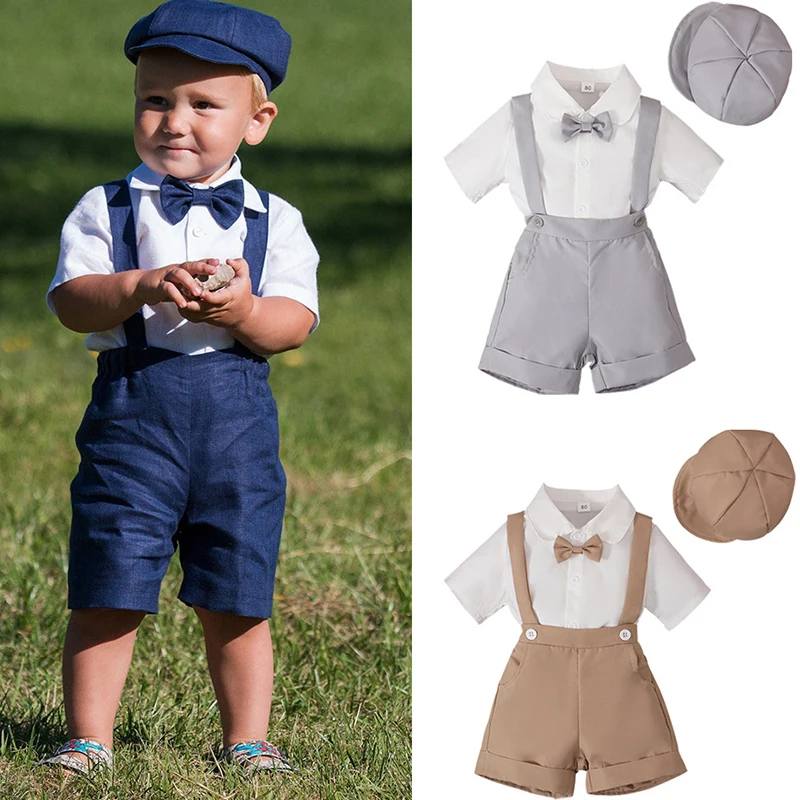 Conjunto verano niño con camiseta pantalón corto gorra algodón corbata - imagen 4