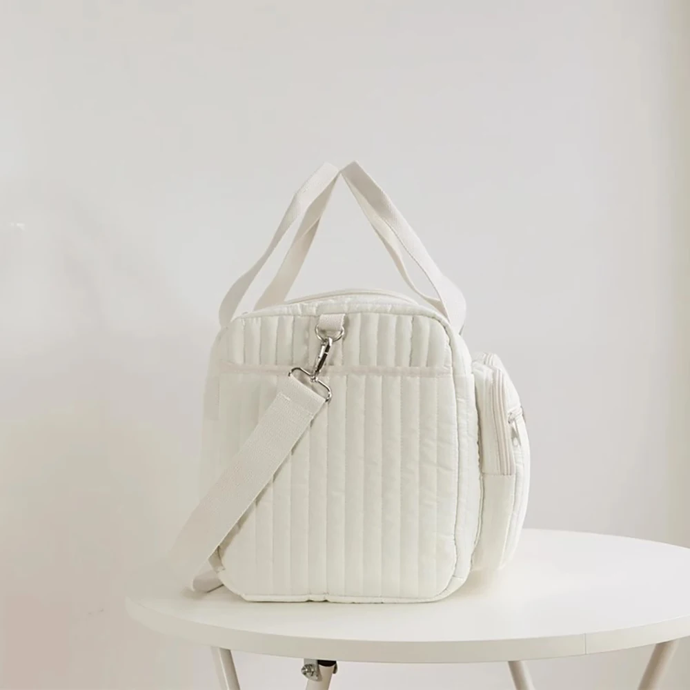 Bolsa de pañales rayada con ventana transparente y parche oso - imagen 3