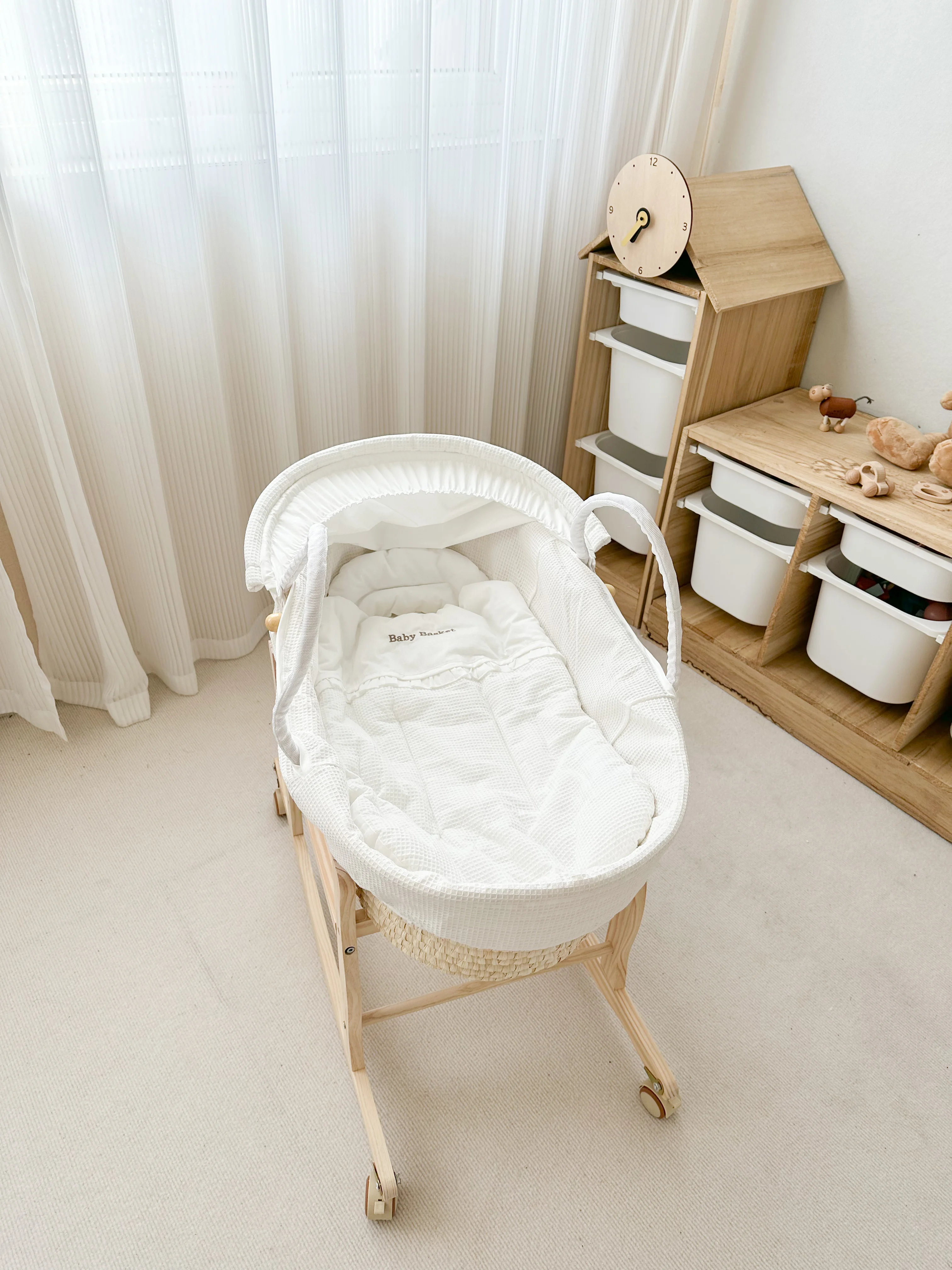Cesta portátil para cuna de bebé en tejido suave