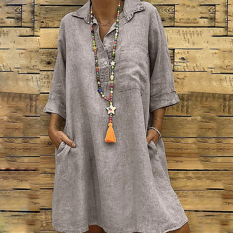 Vestido maternidad algodón verano con botones y manga corta - imagen 4
