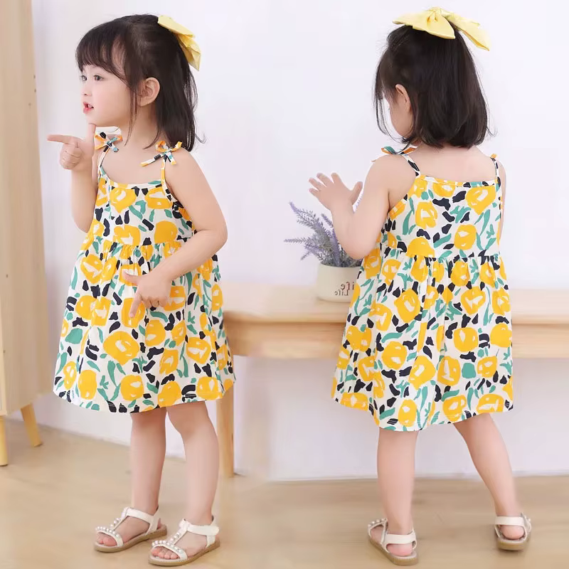 Vestido floral infantil de algodón