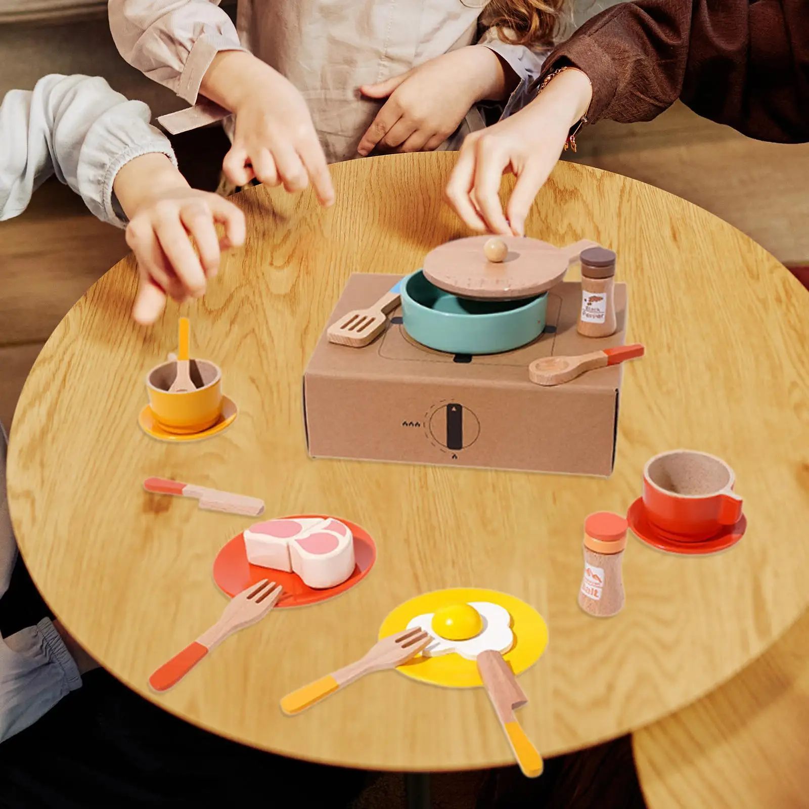 Juego de cocina infantil con sartén para simulación realista