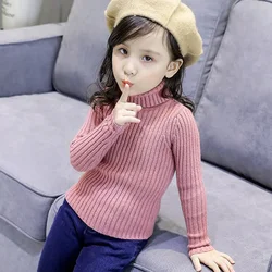 Suéter de punto de cuello alto para niña – Otoño y abrigo