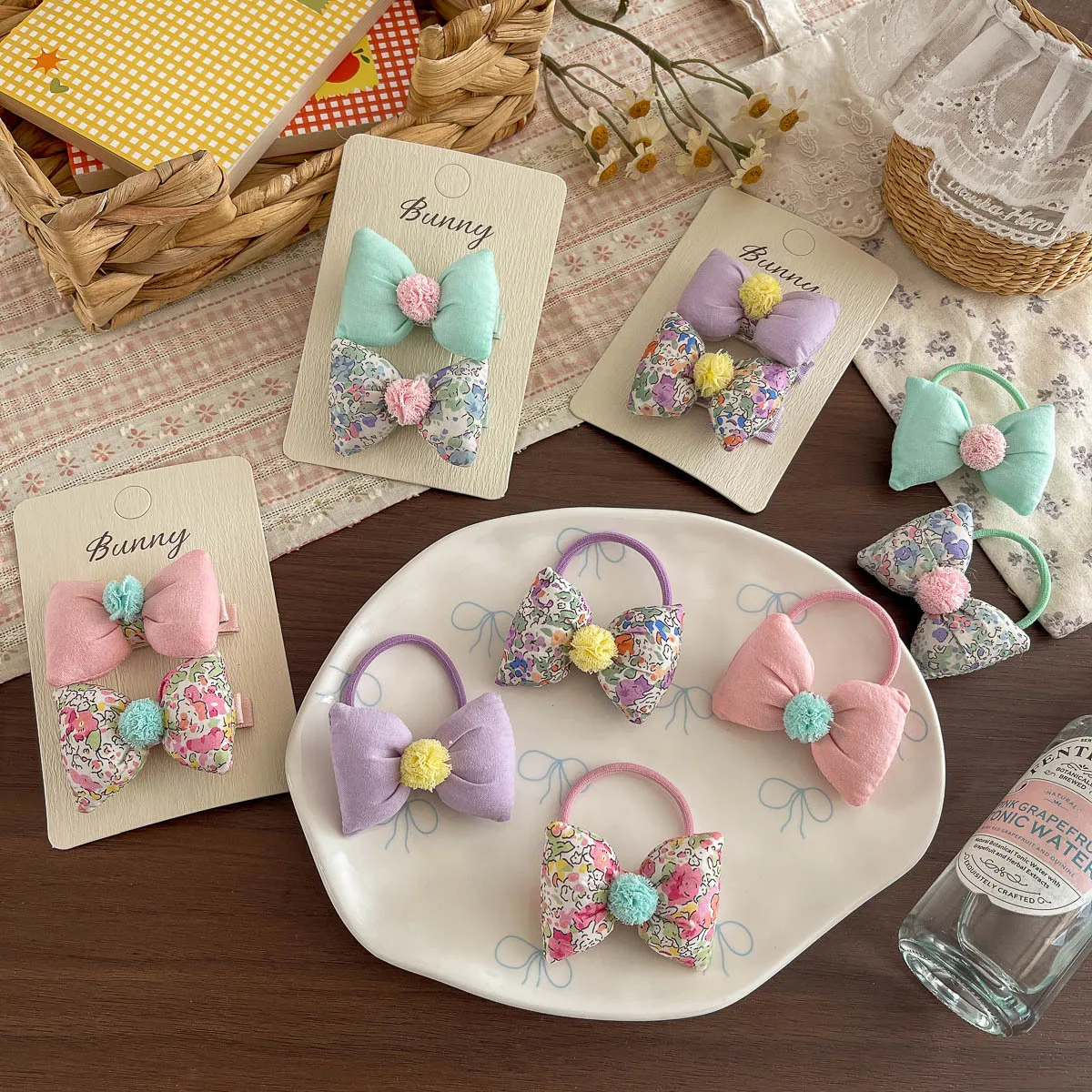 Horquilla con lazo de flores para niñas – accesorio de pelo - imagen 4