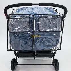 QX2D Protector de lluvia para cochecito gemelar con bolsillo