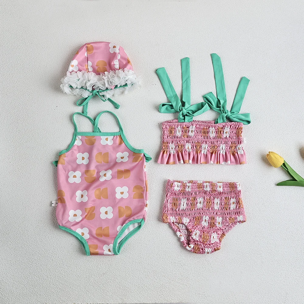Bañador una pieza floral para niñas pequeñas con sombrero - imagen 5