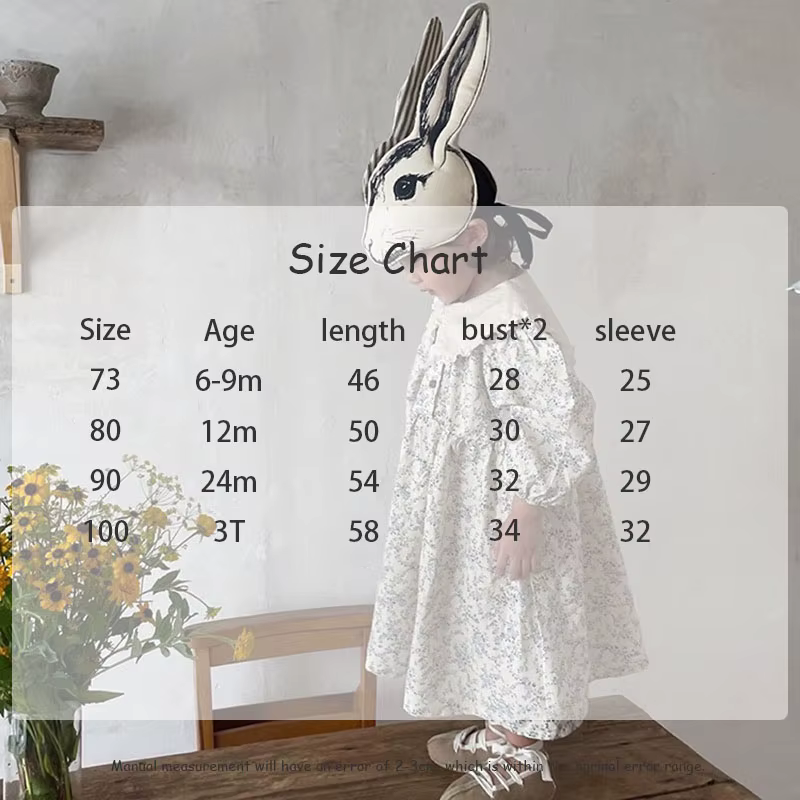 Vestido floral infantil con diseño otoñal