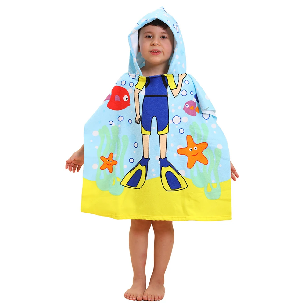 Albornoz unicornio con capucha tipo sirena para baño infantil