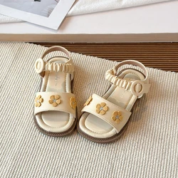 Sandalias de verano antideslizantes para niñas con estampado floral