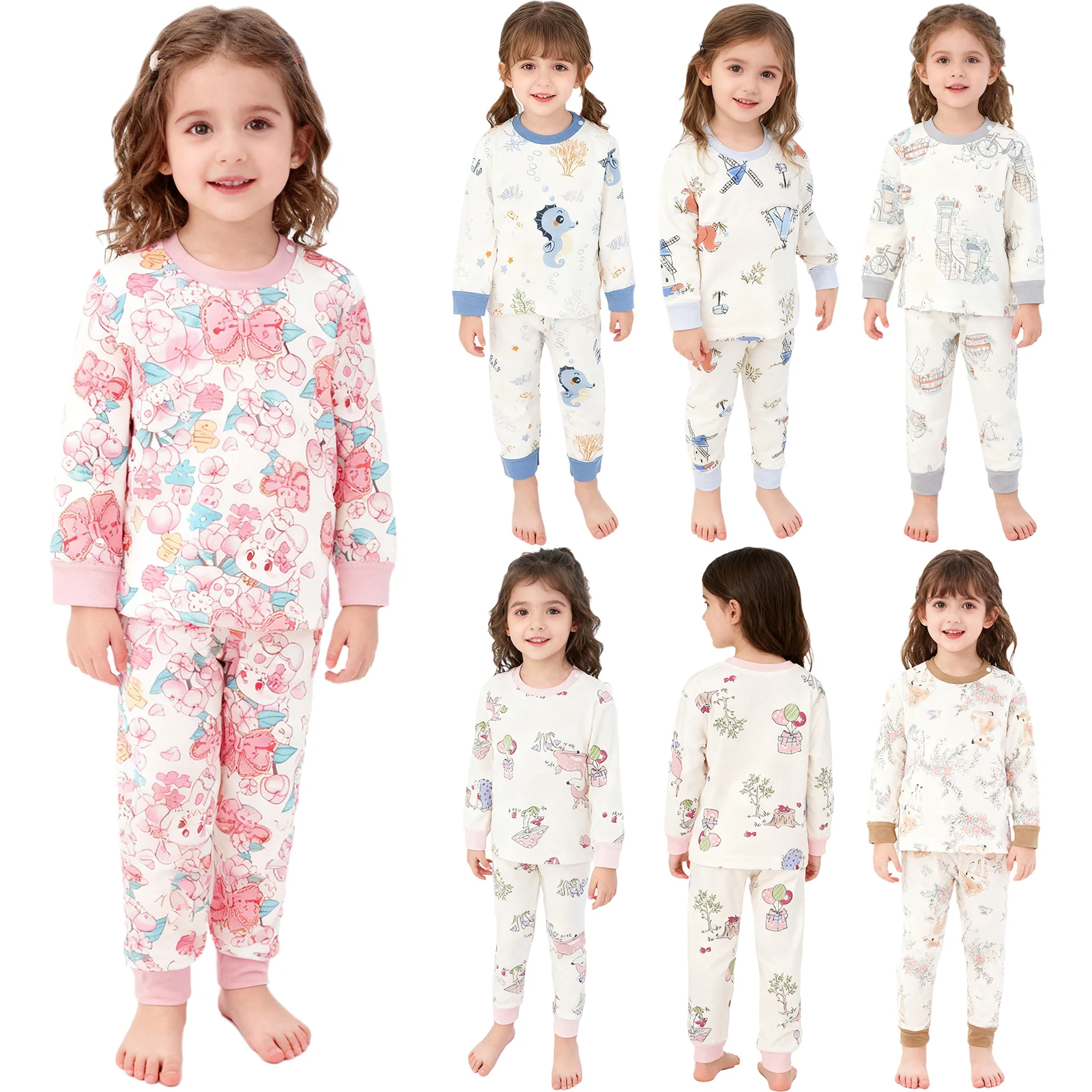 Conjunto pijama bebé térmico de algodón, manga larga - imagen 3