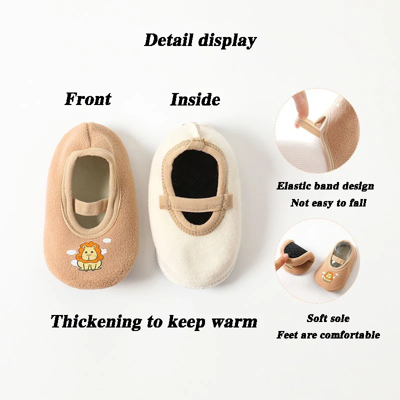 Zapatillas antideslizantes para bebé – Algodón suave con suela de dibujos - imagen 4