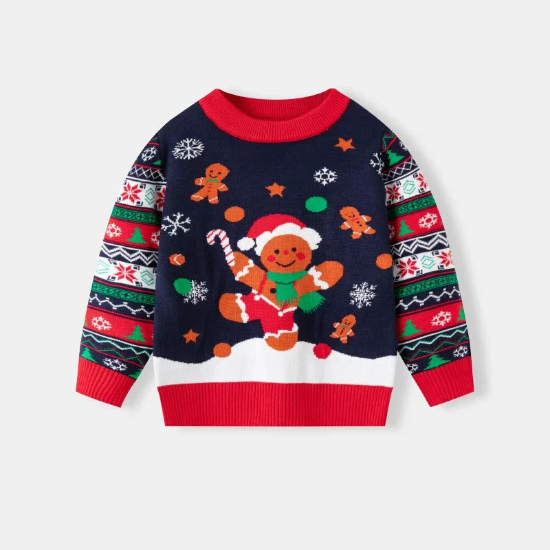 Jersey de Navidad manga larga con cuello redondo infantil para niños - imagen 2