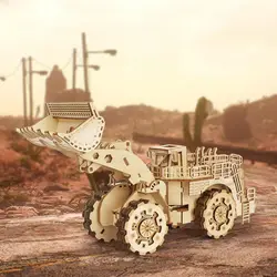 Rompecabezas 3D de madera bulldozer, modelo DIY educativo
