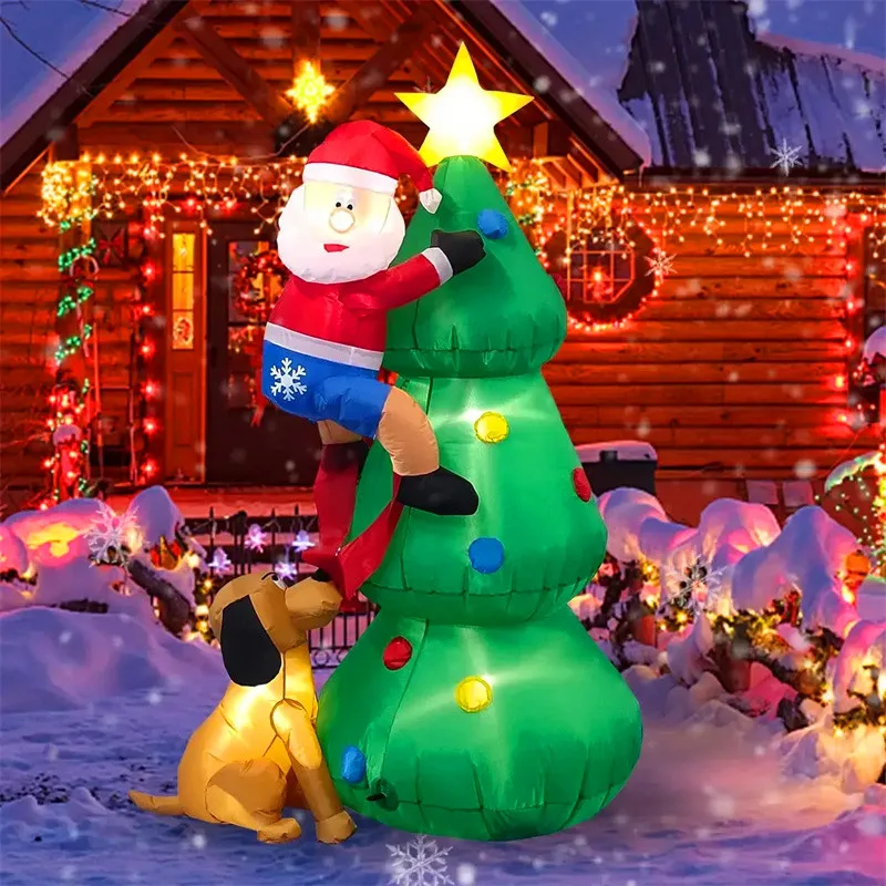Papá Noel inflable decorativo brillante para jardín y patio