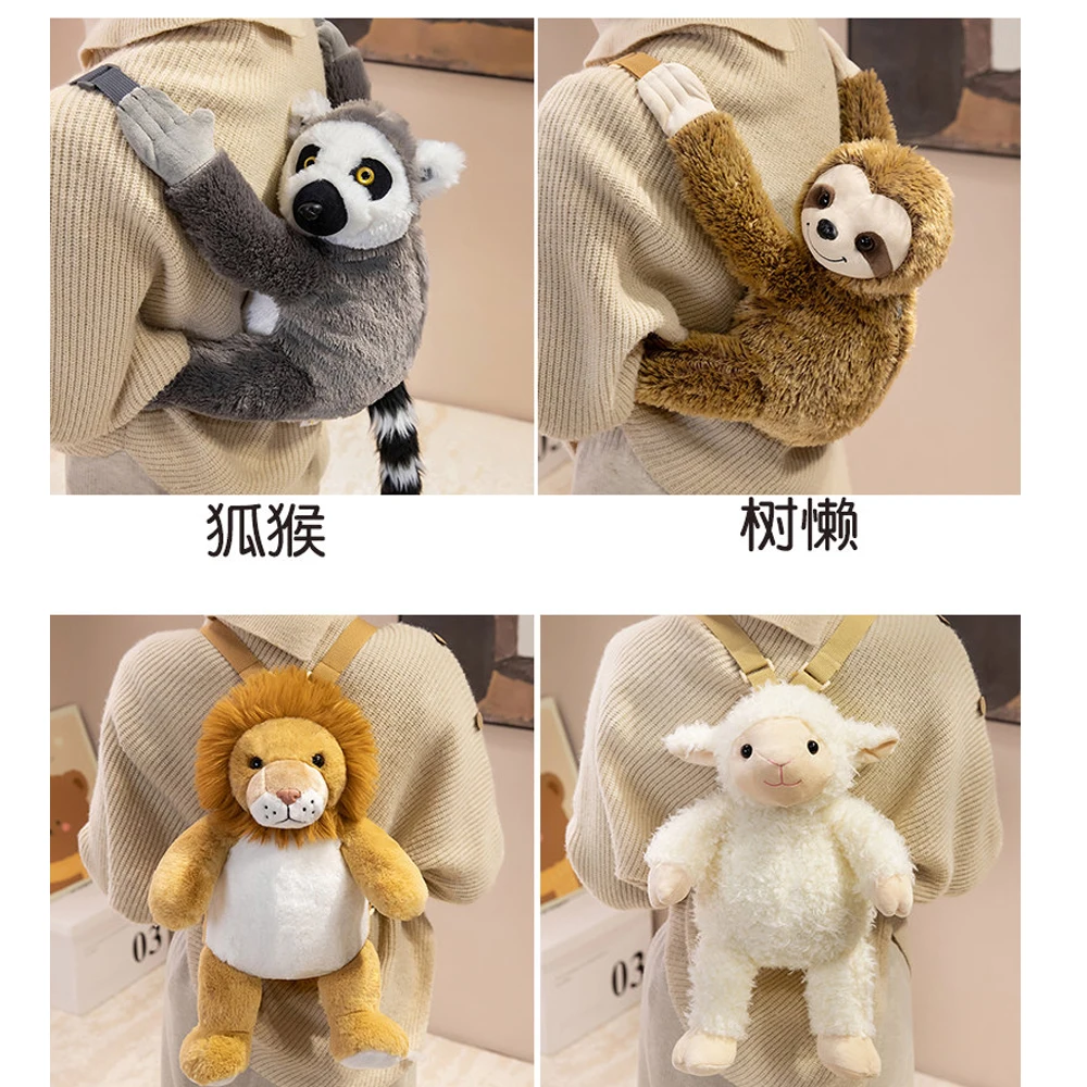 Mochila de peluche infantil con animales y asa de hombro - imagen 4