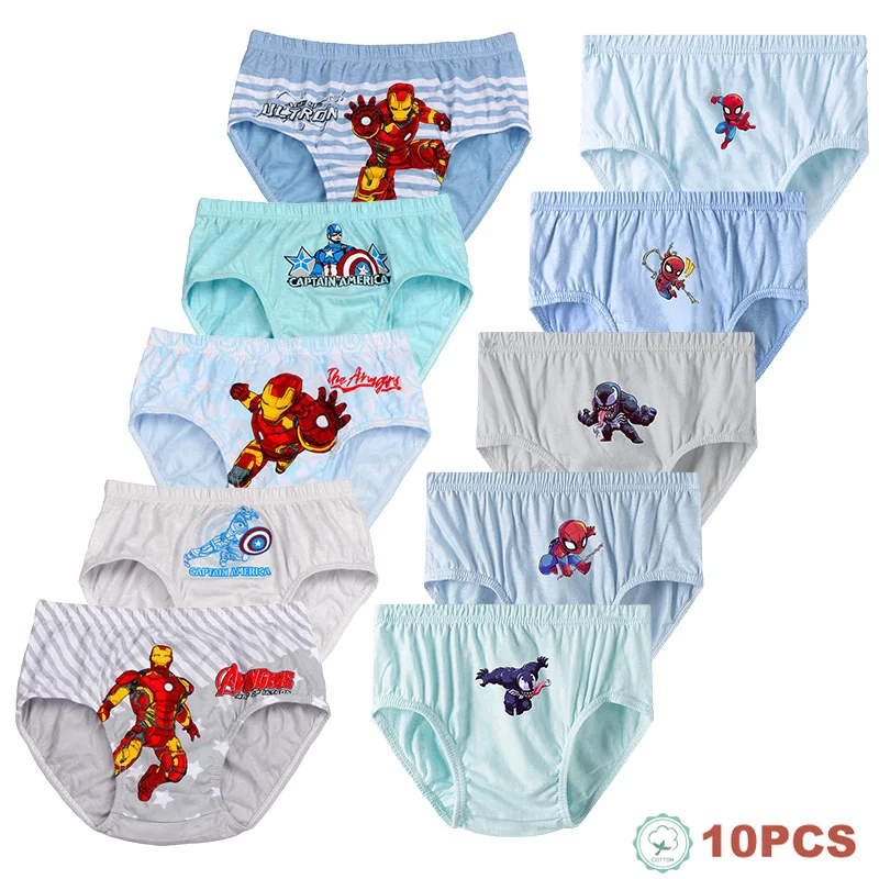 Calzoncillos de algodón para niños con estampado Spider-Man e Iron Man
