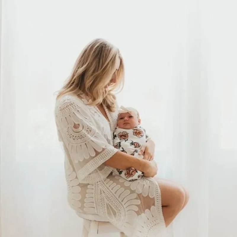 Vestido maternidad verano 2025 sesión de fotos embarazo – Gran tamaño - imagen 3