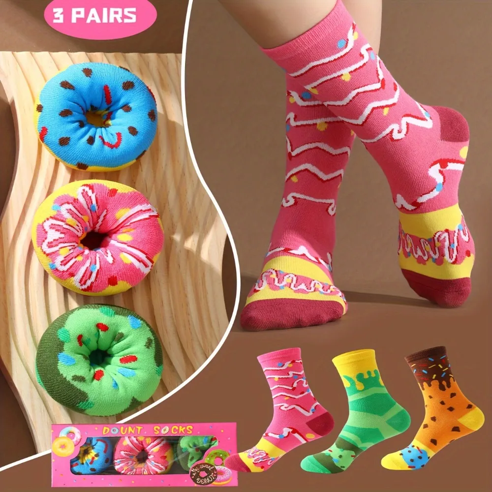 Calcetines divertidos de donuts y macarons para chicas con regalo - imagen 3