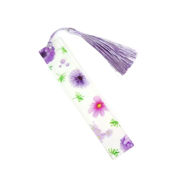 Marcapáginas floral de resina epoxi transparente para escuela - imagen 4