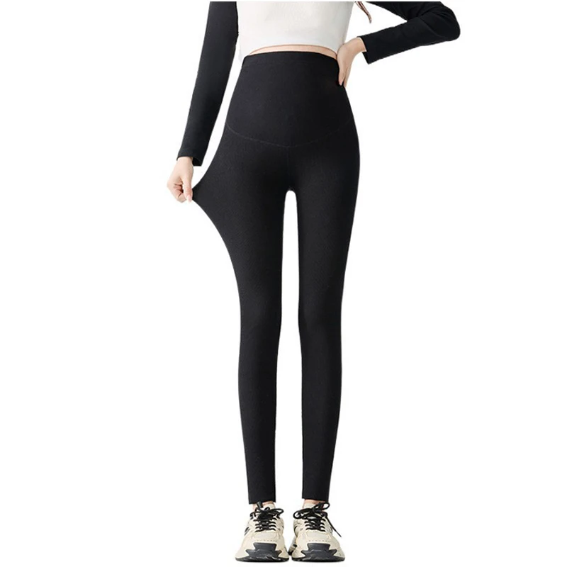 Leggings de maternidad de cintura alta elásticos tejidos suaves - imagen 3
