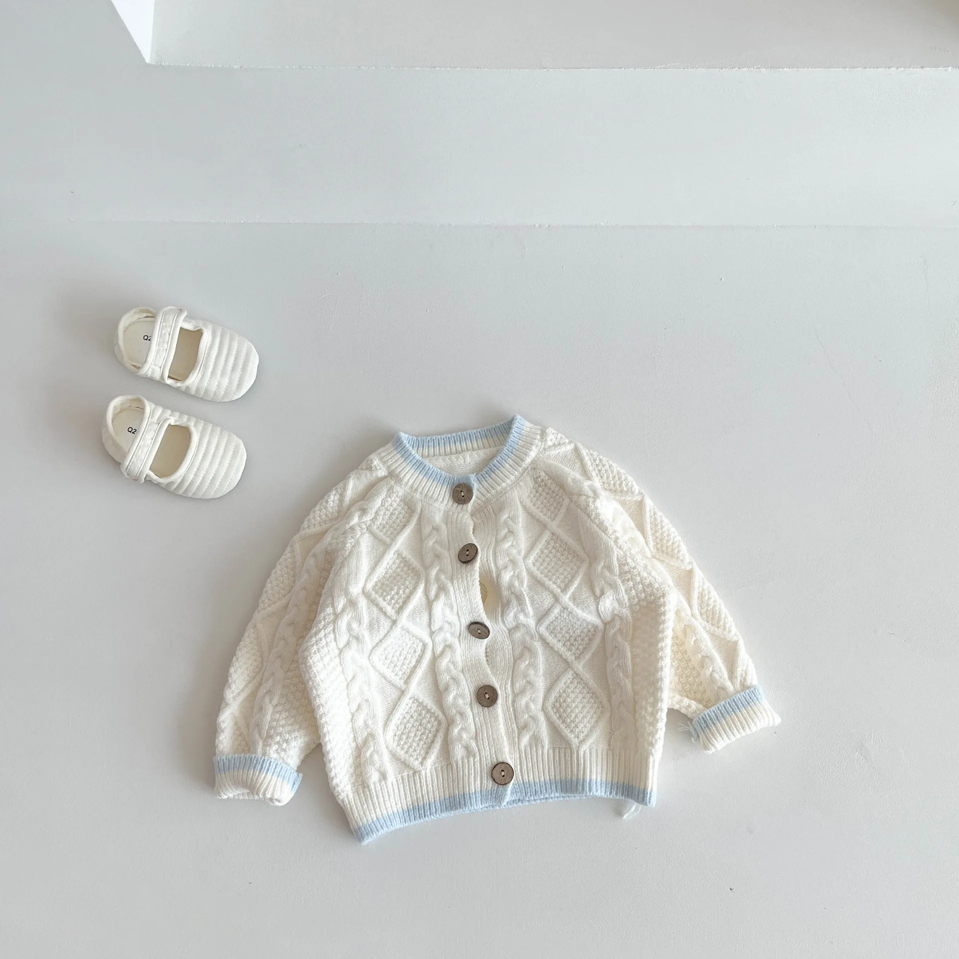Cárdigan de punto para niñas primaveral y otoñal, informal suave