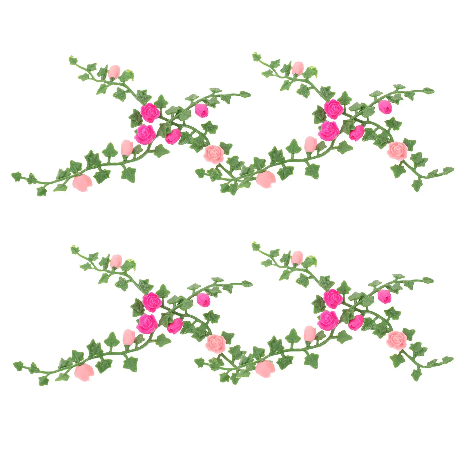 Flores artificiales rosas miniatura para decorar casa de muñecas - imagen 2
