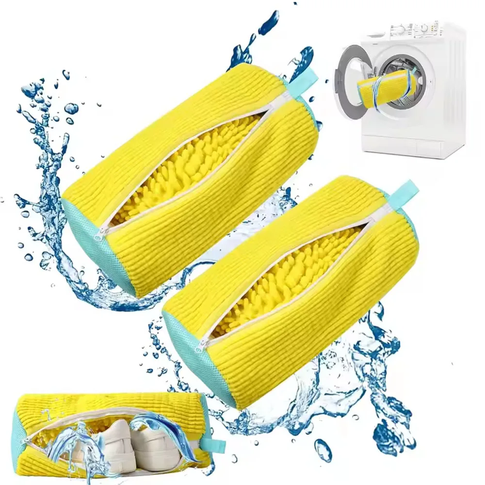 Bolsas lavado zapatos infantiles de chenilla y malla con cremallera - imagen 5