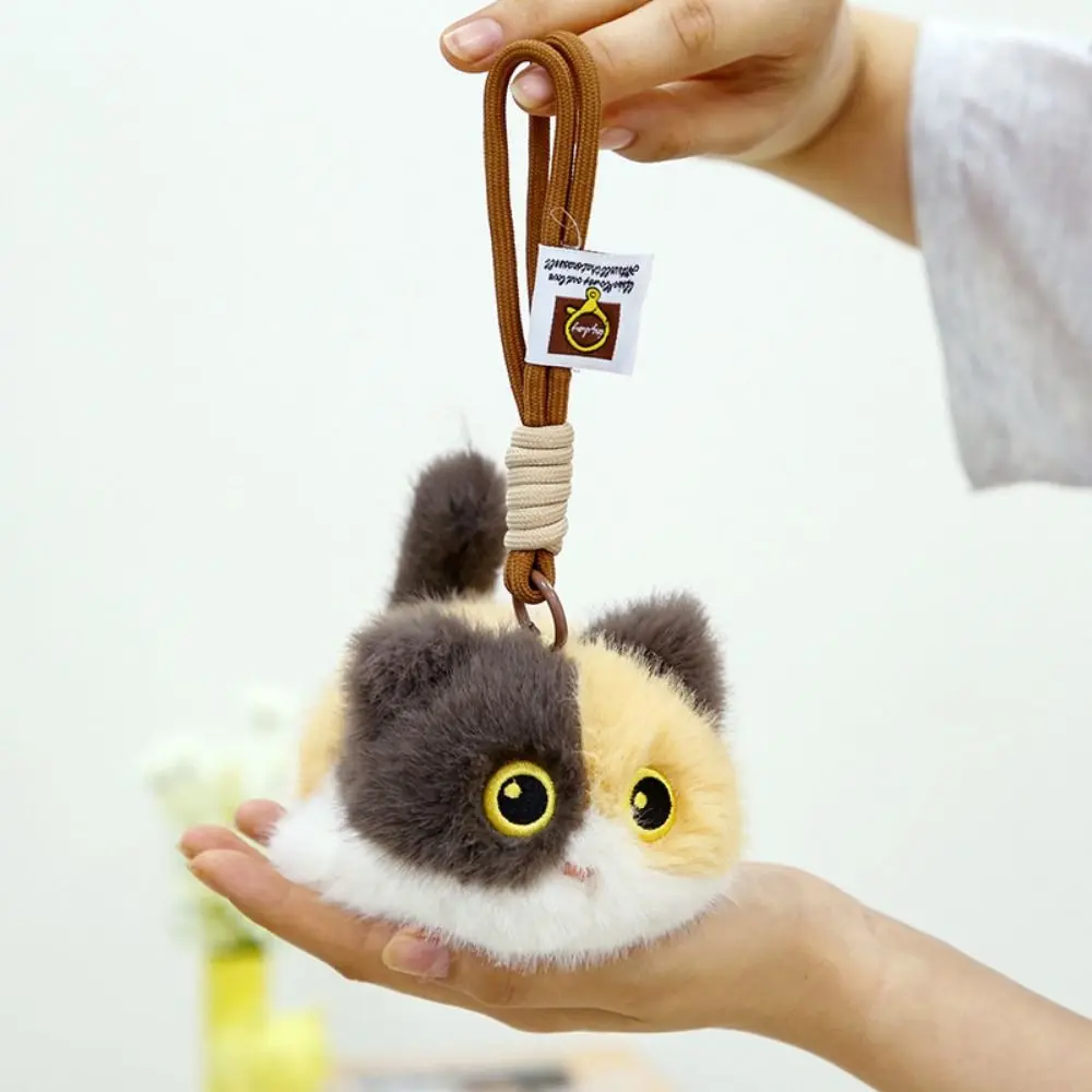 Llavero de peluche de gato suave con textura realista - imagen 3
