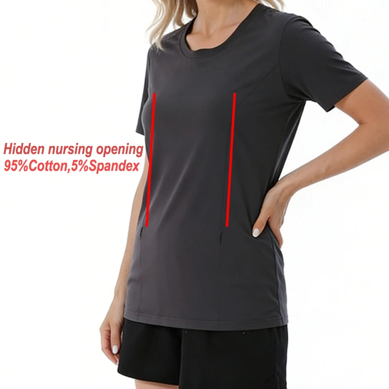Camiseta de lactancia de manga corta para verano embarazada - imagen 3
