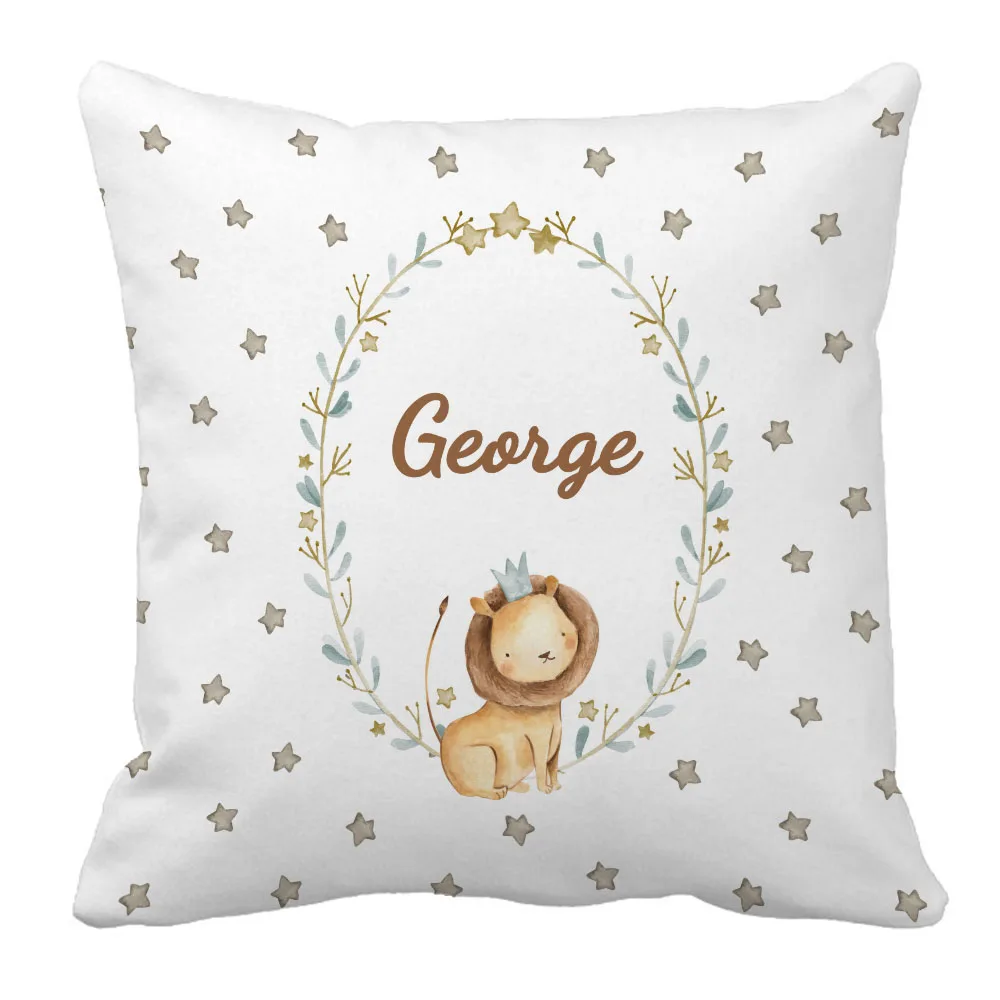 LVYZIHO juego de cama para cuna con nombre acuarela León Príncipe - imagen 5