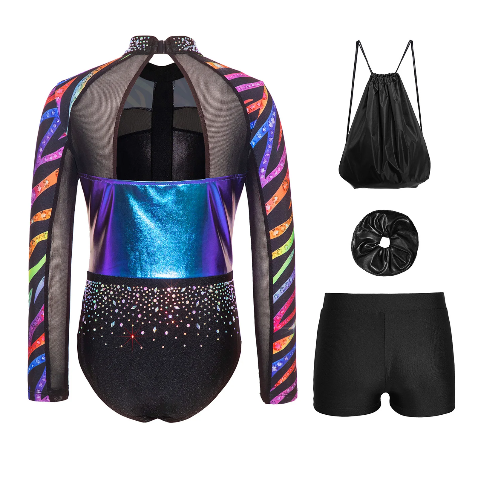 Conjunto de ballet con lentejuelas para niñas, shorts y manga larga - imagen 5