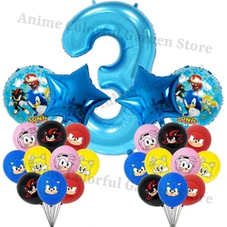 Globos Sonic con números para cumpleaños infantil de niños y niñas
