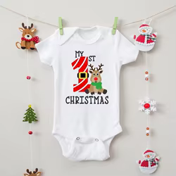 Mono navideño de algodón para bebé con primer estampado festivo