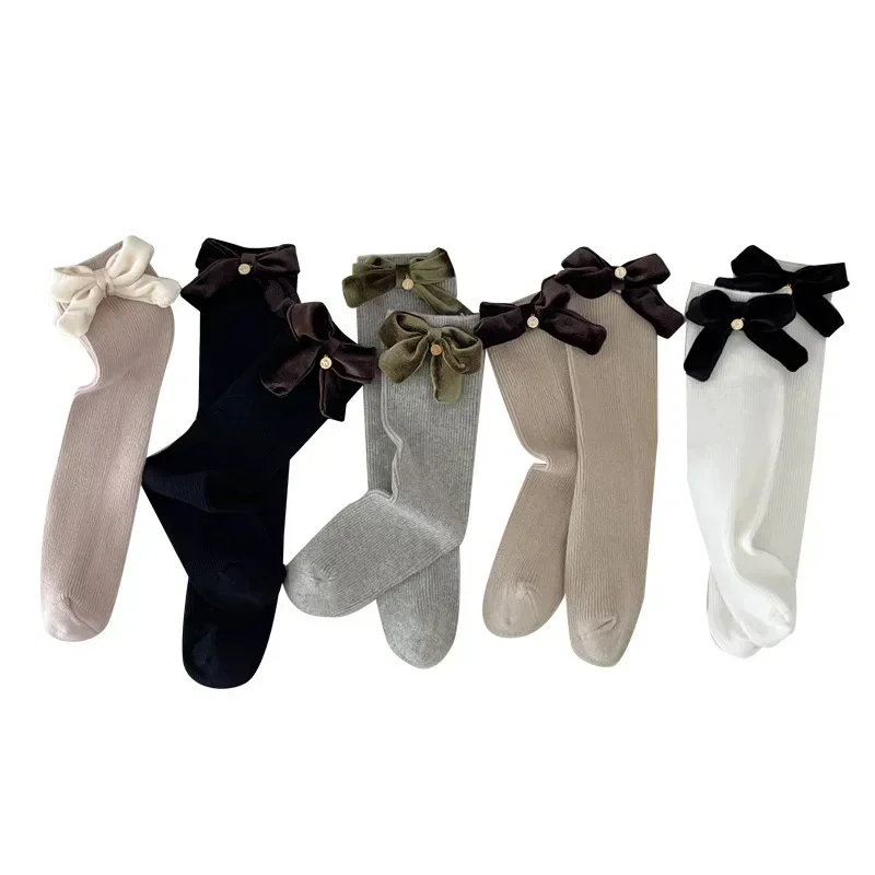 Calcetines altos con lazo de princesa - Algodón suave para niña, retro - imagen 4