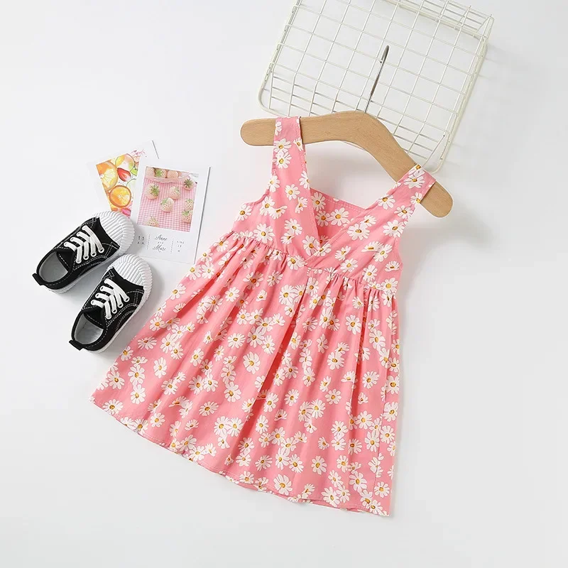 Vestido de verano sin mangas con estampado de margaritas para niñas - imagen 3