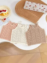 Chaleco de punto calado sin mangas para niñas de verano