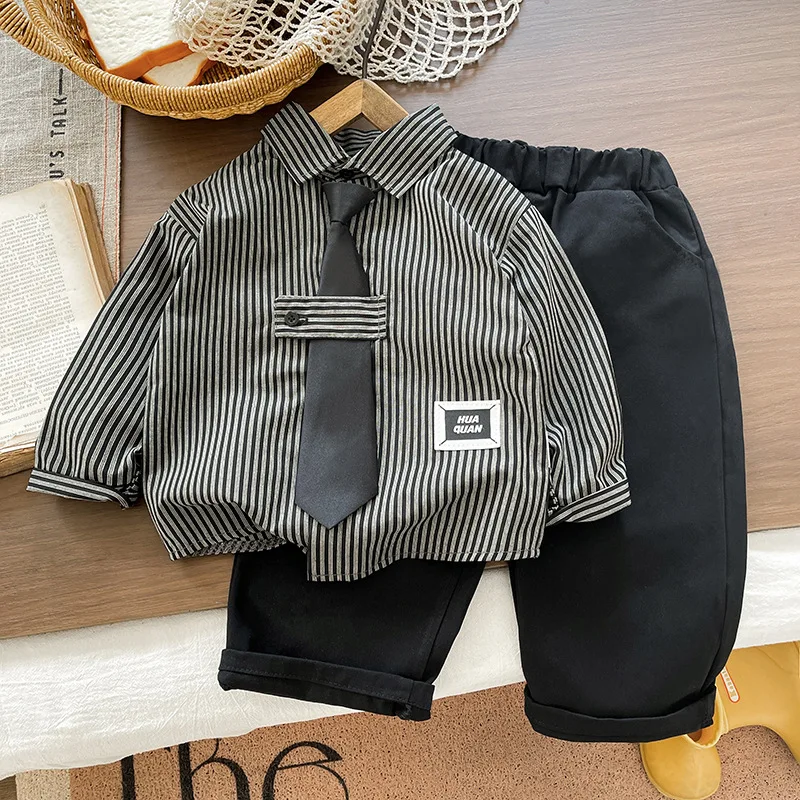 Ropa de bebé rayada manga larga y pantalón primavera-otoño - imagen 5