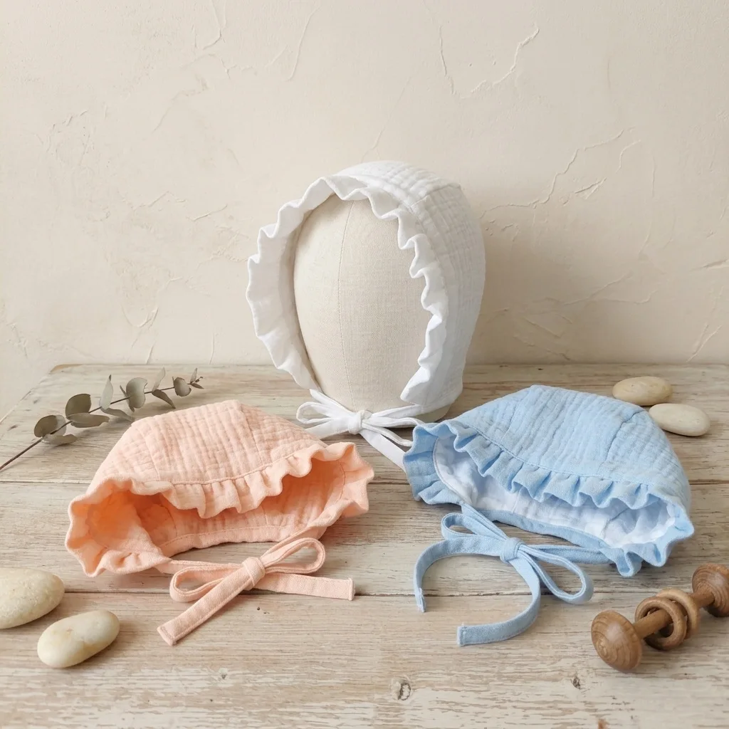 Gorro muselina algodón suave recién nacido – verano y otoño